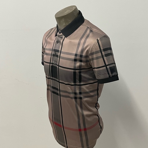 Barocco polo shirt brown plaid modern fit - Picture 2 of 3
